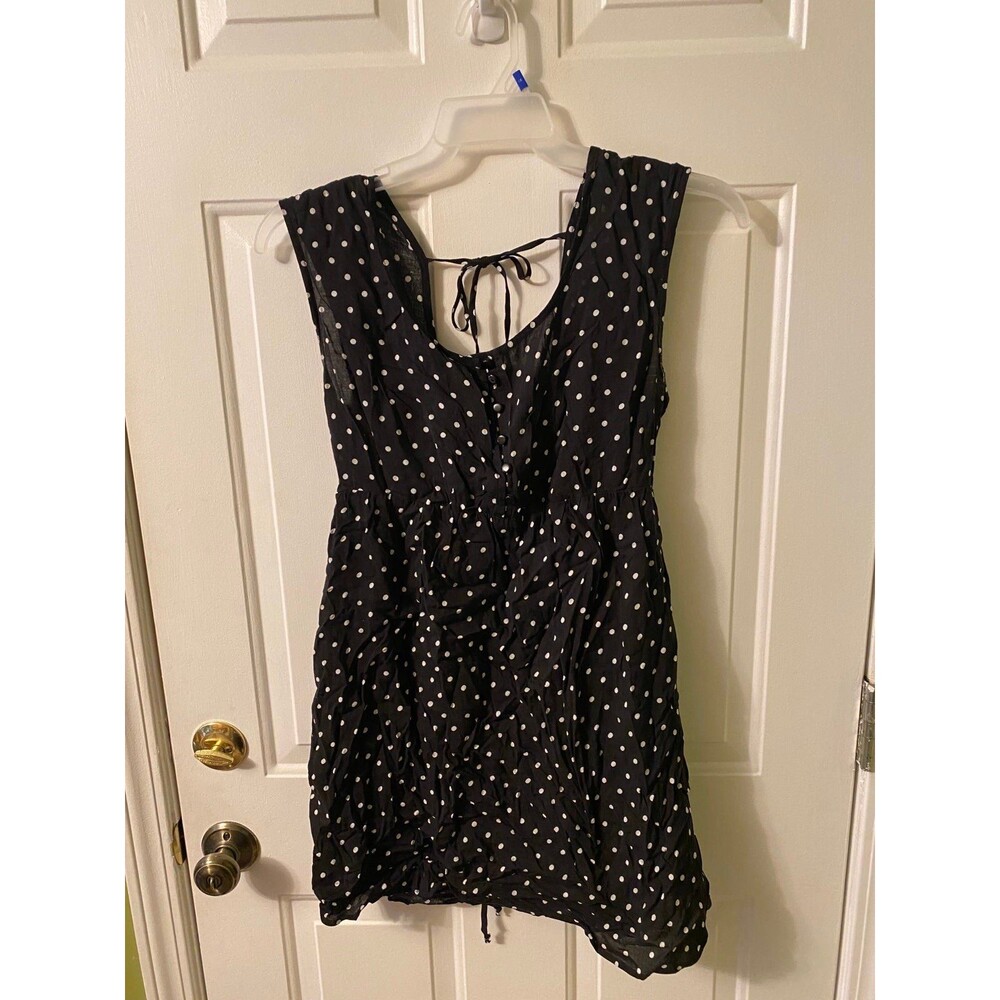 Target Mossimo black and white polka dot button up dress size large